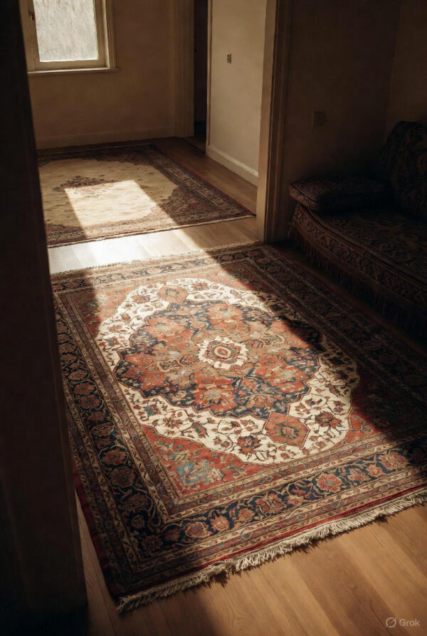Hand-Knotted Silk Qum Rug