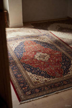 Antique-Style Silk Qum Rug